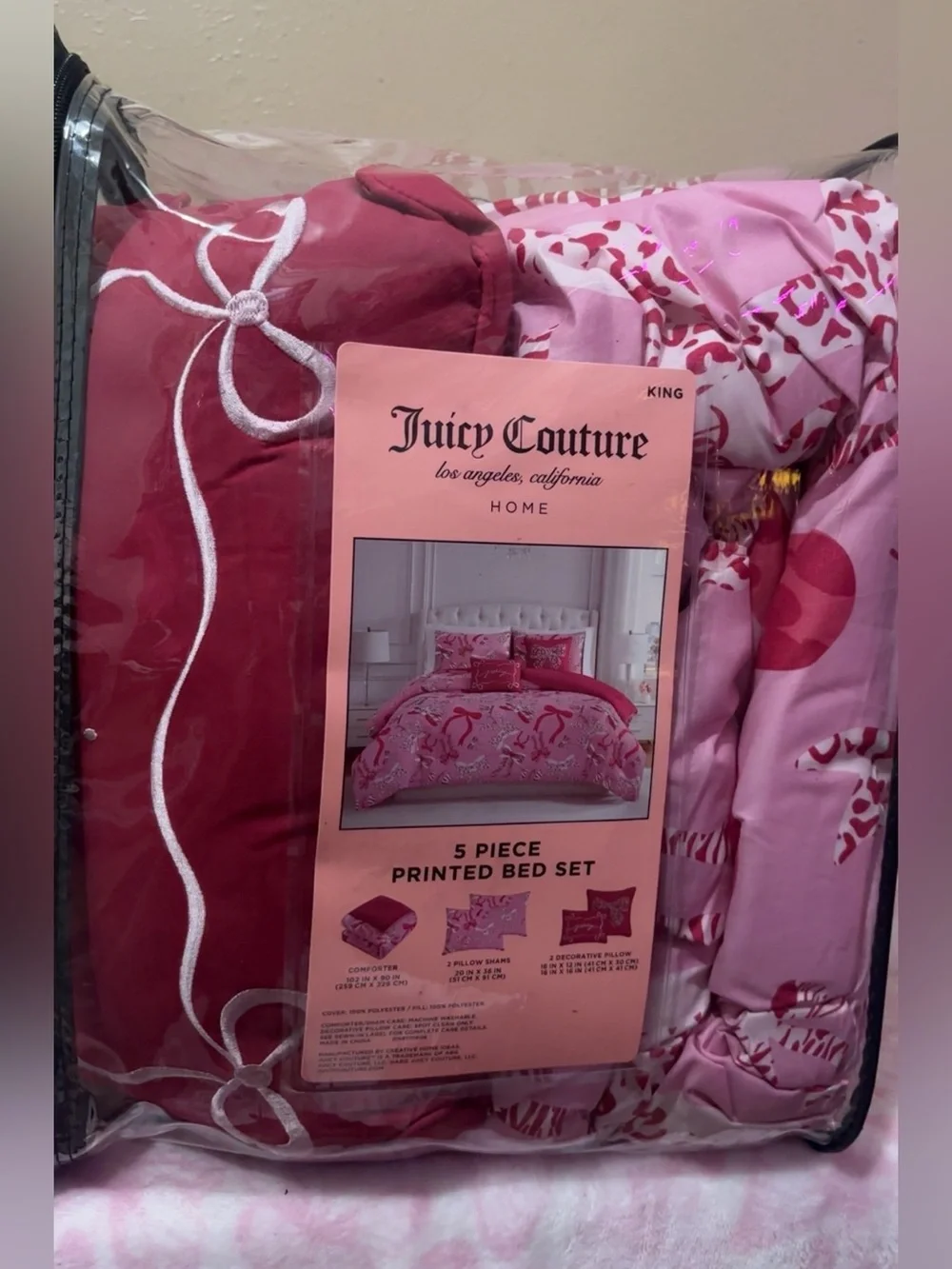 Juicy Couture Pink Printed 5-Piece Comforter Set
